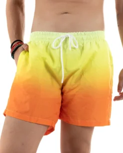 Costume Uomo Boxer Mare Pantaloncino Corto Colorato Bicolore Arancione GIOSAL-SU1219A