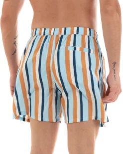 Costume Uomo Boxer Summer Fantasia a Righe Elastico Celeste Tasche GIOSAL-SU1199A