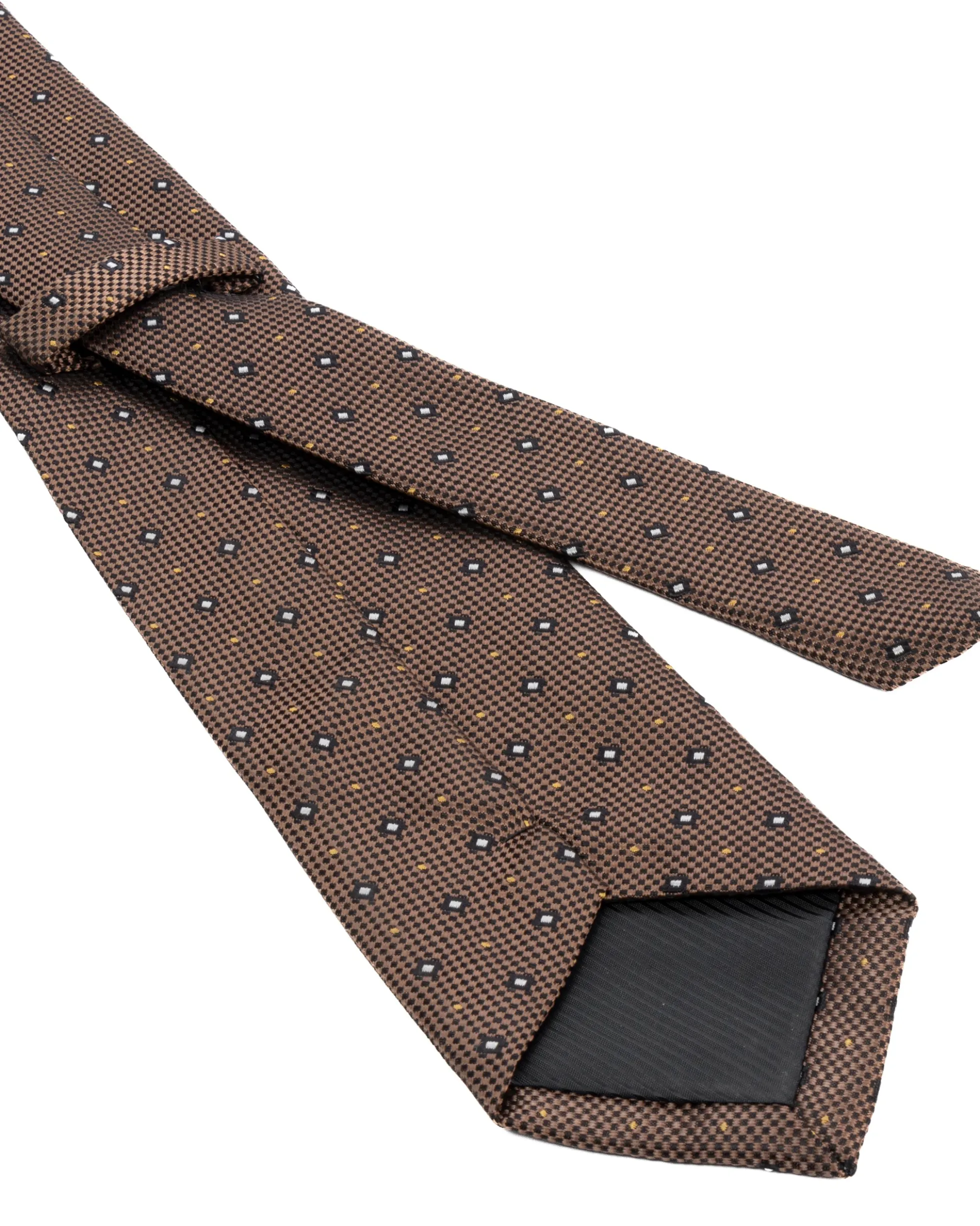 Cravatta uomo unisex in effetto seta con micro quadrati jacquard bicolore marrone caffè GIOSAL-CP1182A