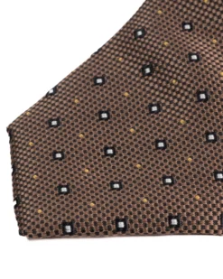 Cravatta uomo unisex in effetto seta con micro quadrati jacquard bicolore marrone caffè GIOSAL-CP1182A