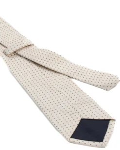 Cravatta uomo unisex slim in effetto seta con micro pois a contrasto trama twill panna GIOSAL-CP1187A