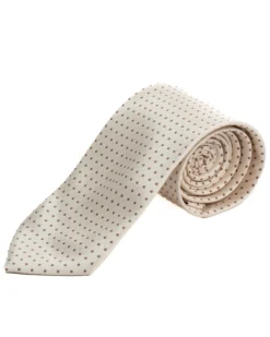 Cravatta uomo unisex slim in effetto seta con micro pois a contrasto trama twill panna GIOSAL-CP1187A