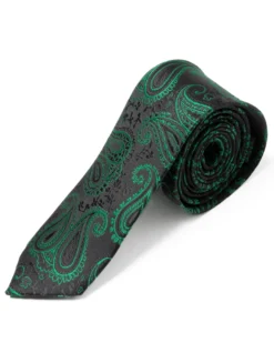 Cravattino Uomo Unisex Cravatta Pala Media Elegante Cerimonia Casual Fantasia Damascata Jacquard Nero GIOSAL-CP1148A