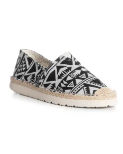 Espadrillas Scarpe Uomo Unisex Tela Estive Mare Fantasia Etnica Azteca Cotone Comode Leggere Nero GIOSAL-S1246A