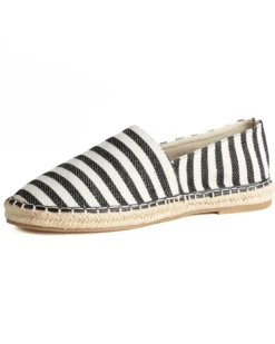 Espadrillas scarpe uomo unisex tela estive mare rigate nero GIOSAL-S1304A