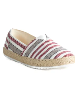 Espadrillas scarpe uomo unisex tela estive mare doppia riga rosso GIOSAL-S1307A