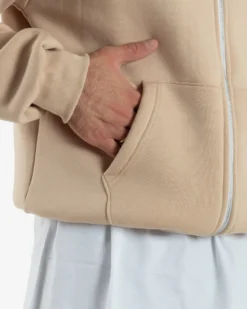 Felpa Boxy Fit Cappuccio E Zip Basic Felpata Beige F3062A