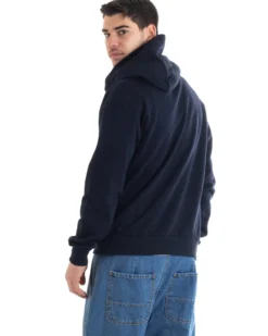 Felpa Con Cappuccio Uomo Basic Tinta Unita Blu Comoda Relaxed Fit Cotone GIOSAL-F2976A