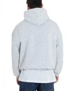 Felpa con cappuccio uomo boxy fit basic felpata comoda grigio chiaro GIOSAL-F2991A