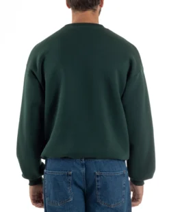 Felpa Girocollo Hoodie Boxy Fit Basic Felpata Verde F3057A