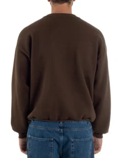 Felpa Girocollo Hoodie Boxy Fit Basic Felpata Marrone F3058A