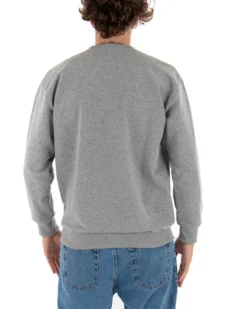 Felpa Girocollo Uomo Basic Tinta Unita Grigio Comoda Relaxed Fit Garzata Leggera GIOSAL-F2859A