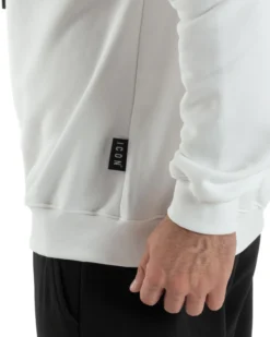 Felpa Uomo Cappuccio Stampa Scritta Casual Regular Fit Basic Bianco ICON ICUF2W6F003