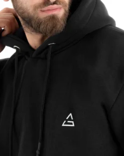 Felpa Uomo Con Cappuccio Maglia Felpata Basic Tinta Unita Nero Regular Fit GIOSAL-F3021A