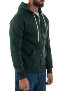 Felpa Uomo Con Cappuccio Zip Basic Tinta Unita Verde BERNA M252018