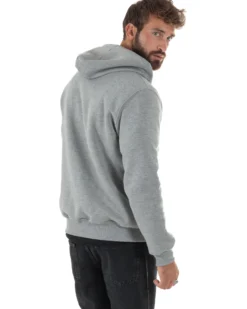 Felpa Uomo Con Cappuccio Zip Basic Tinta Unita Grigio BERNA M252018
