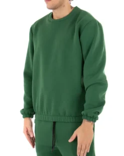 Felpa Uomo Girocollo Maglia Felpata Basic Tinta Unita Verde Regular Fit GIOSAL-F2878A