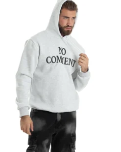 Felpa Uomo PolyCotton Con Cappuccio Maglia Calda Con Stampa Grigio Melange GIOSAL-F3036A