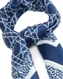 Foulard uomo unisex bandana geometrico reticolo cannage bordo leopardato chevron blu GIOSAL-FD1003A