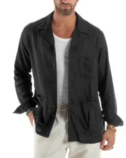Giacca Camicia Sahariana In Lino G3307A