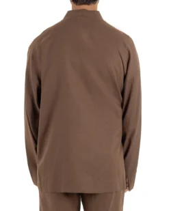 Giacca kimono lino relaxed fit morbido tinta unita marrone GIOSAL-G3400A