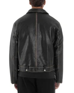 Giubbotto Crop Oversize Chiodo Ecopelle Vintage Nero G3345A