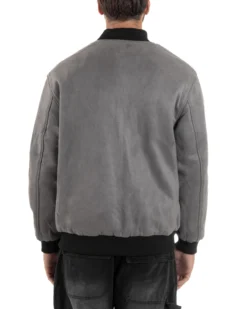Giubbotto Double Face Bomber College Ecopelle Camoscio Grigio G3341A