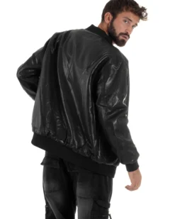 Giubbotto Double Face Bomber College Ecopelle Camoscio Grigio G3341A