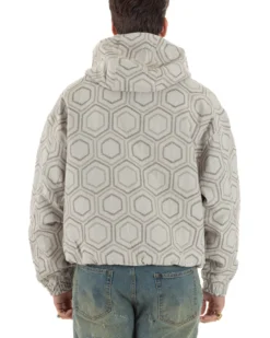 Giubbotto giacca bomber uomo cappuccio oversize crop beige GIOSAL-G3398A