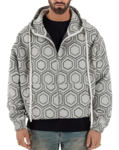 Giubbotto giacca bomber uomo cappuccio oversize crop nero GIOSAL-G3397A