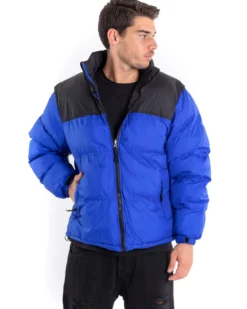 Giubbotto Uomo Bomber Bicolore Nero Blu Royal Puffer Imbottito GIOSAL-G2911A