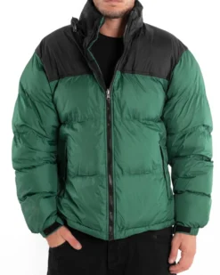 Giubbotto Uomo Bomber Bicolore Nero Verde Puffer Imbottito GIOSAL-G2910A