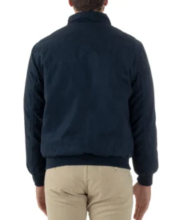 Giubbotto Uomo Bomber Camoscio Morbido Zip Tasconi Blu G3376A