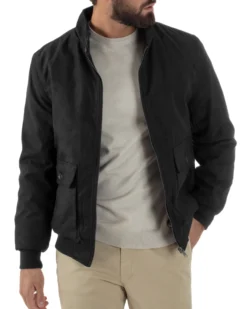 Giubbotto Uomo Bomber Camoscio Morbido Zip Tasconi Nero G3378A