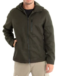 Giubbotto Uomo Bomber Cappuccio Tessuto Tecnico Verde Casual GIOSAL-G2886A