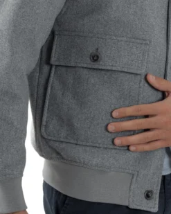 Giubbotto Uomo Bomber Giacca College Panno Bottoni Grigio G3382A