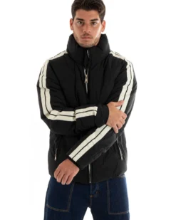 Giubbotto Uomo Bomber Imbottito Puffer Casual Tinta Unita Nero GIOSAL-G3084A