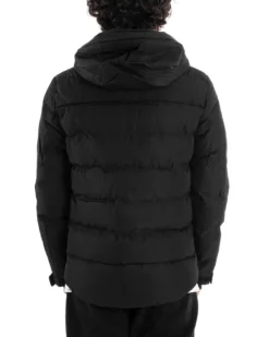 Giubbotto Uomo Bomber Nero Tasche Cappuccio Casual Imbottito GIOSAL-G3004A