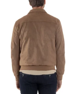 Giubbotto uomo camoscio giacca colletto zip beige GIOSAL-G3391A