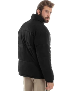 Giubbotto Uomo Camoscio Trapuntato Imbottito Bomber Morbido Con Collo e Zip Giacca Calda Regular Fit Casual Nero GIOSAL-G3256A