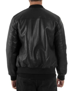 Giubbotto Uomo College Ecopelle Vintage Biker Basic Imbottito Nero G3337A