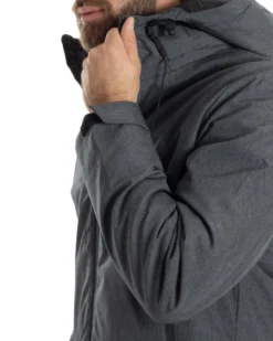 Giubbotto Uomo Con Cappuccio Tessuto Tecnico Giacca Imbottita Calda Tinta Unita Casual Nero Melangiato GIOSAL-G3277A