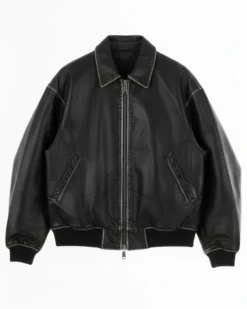 Giubbotto uomo crop giacca bomber boxy zip colletto ecopelle nero GIOSAL-G3386A