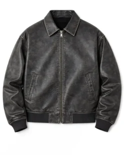 Giubbotto uomo crop giacca bomber boxy zip colletto ecopelle grigio GIOSAL-G3387A