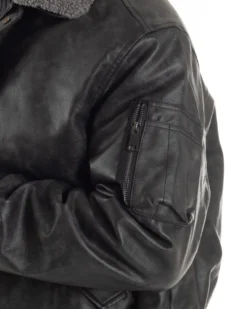 Giubbotto Uomo Ecopelle Bomber Collo Pelliccia Aviatore Oversize Nero G3344A