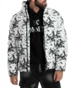 Giubbotto Uomo Mimetico Trapuntato Imbottito Bomber Marmorizzato Giacca Camouflage Bicolore Bianco GIOSAL-G3258A