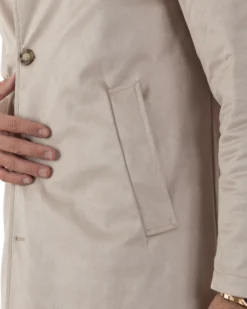 Giubbotto Uomo Trench Lungo Camoscio Imbottito Beige BlackSunday G3384A