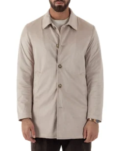 Giubbotto Uomo Trench Lungo Camoscio Imbottito Beige BlackSunday G3384A