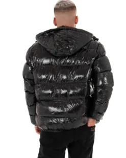 Giubbotto Uomo Vernice Oversize Tinta Unita Nero Lucido Casual GIOSAL-G2582A