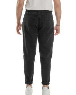 Jeans Jogger Cotone Loose Fit Rotture Nero JS1105A